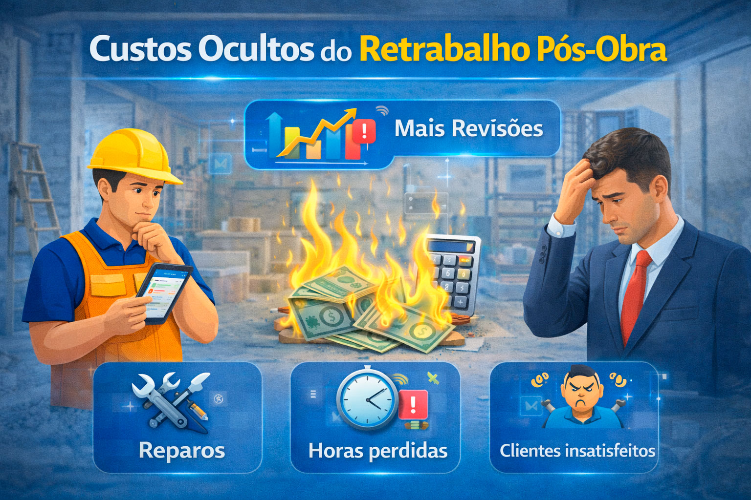Custos ocultos do retrabalho na construção