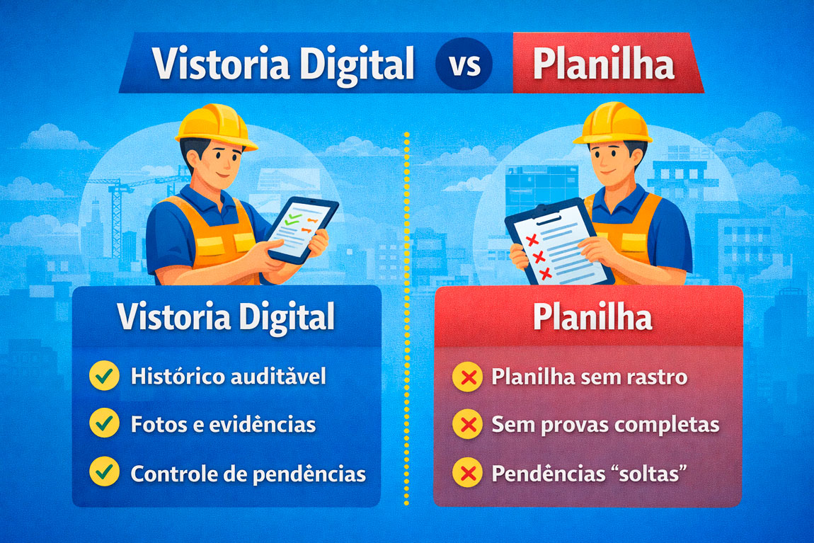 Vistoria digital vs planilha